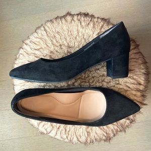 Nwot Liz Claiborne Suede Pointed Block Heel Pumps